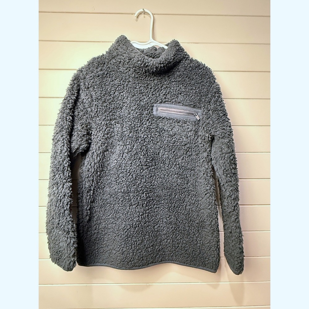 Jockey Women's Cozy Sherpa Fleece Mock Neck Pullover Sweatshirt XS‎ Oversized S